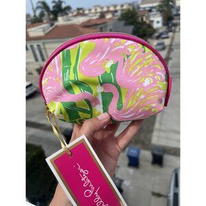 NEW Lilly Pulitzer for Target pink green swans preppy cosmetic pouch bag travel